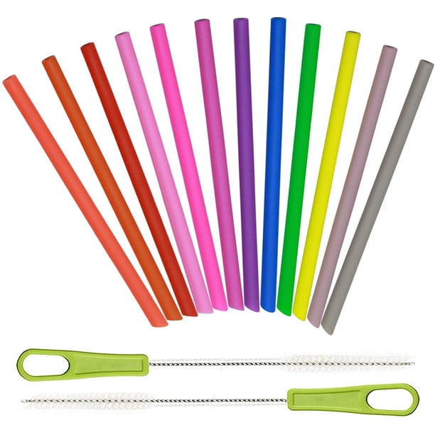 Short Reusable SILICONE STRAWS Narrow Wide Straight Long Bent Styles